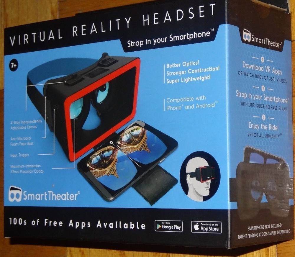 Smart Theater Virtual Reality Headset Black Strap iPhone Android Smartphone New