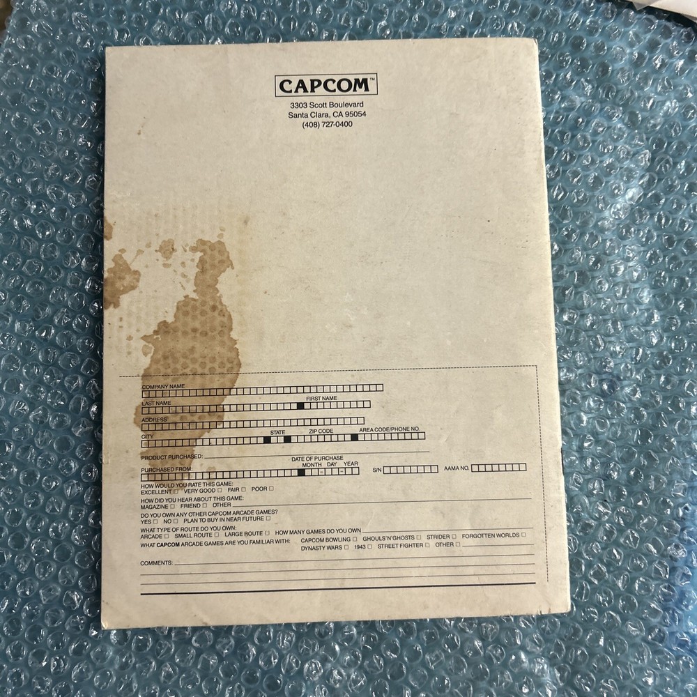 original WILLOW CAPCOM arcade video game owners manual