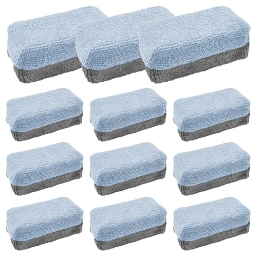 12PCS Ceramic Coating Applicator Sponge, Microfiber Rectangular Auto Blue