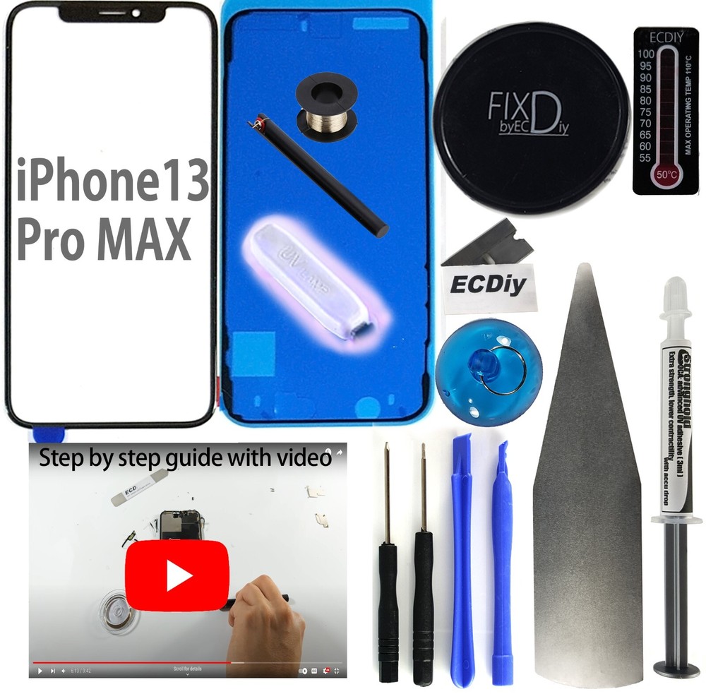 for Apple iPhone 13 PRO MAX Front Glass Screen Lens Replacement kit