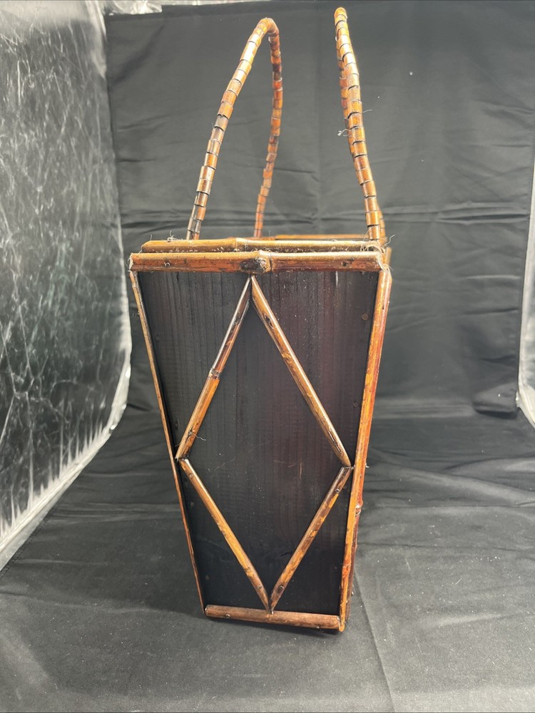 Vintage Wicker Bamboo Rattan Rack Storage Basket