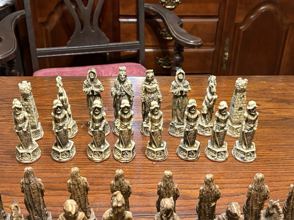 Vintage Aztec Mayan Chess Pieces .