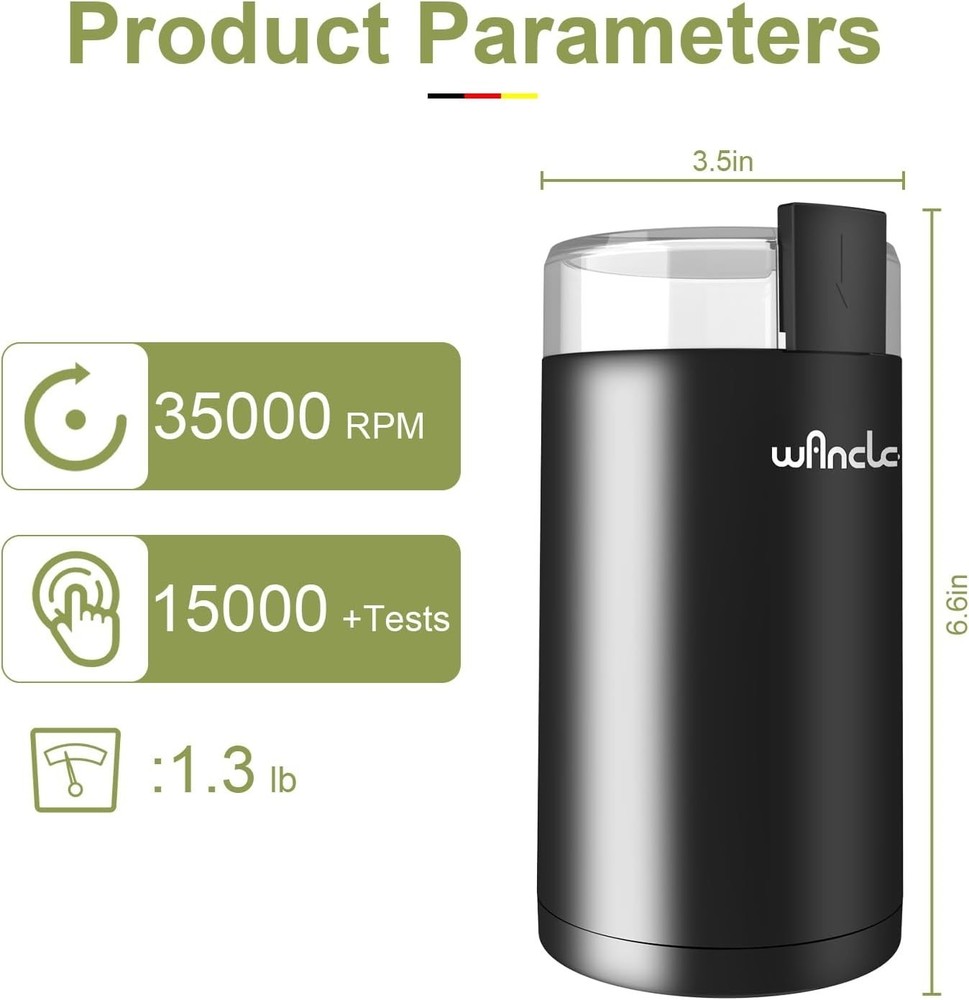 Effortless Electric Coffee Grinder & Spice Mill - One-Touch Operation, Black