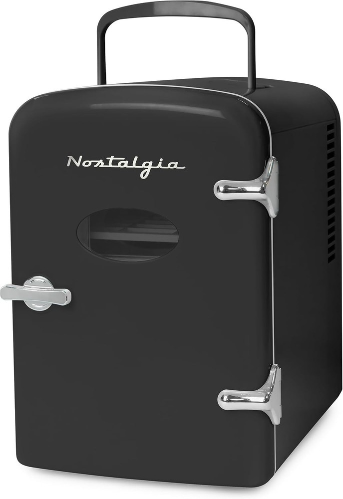 Chic 6-Can Retro Mini Fridge & Heater - Versatile Cooling & Warming Solution