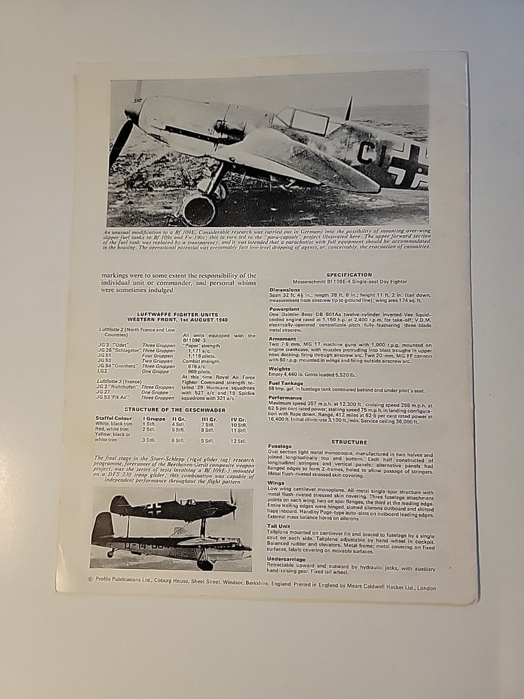 Profile Publication No 40 The Messerschmitt Bf 109E