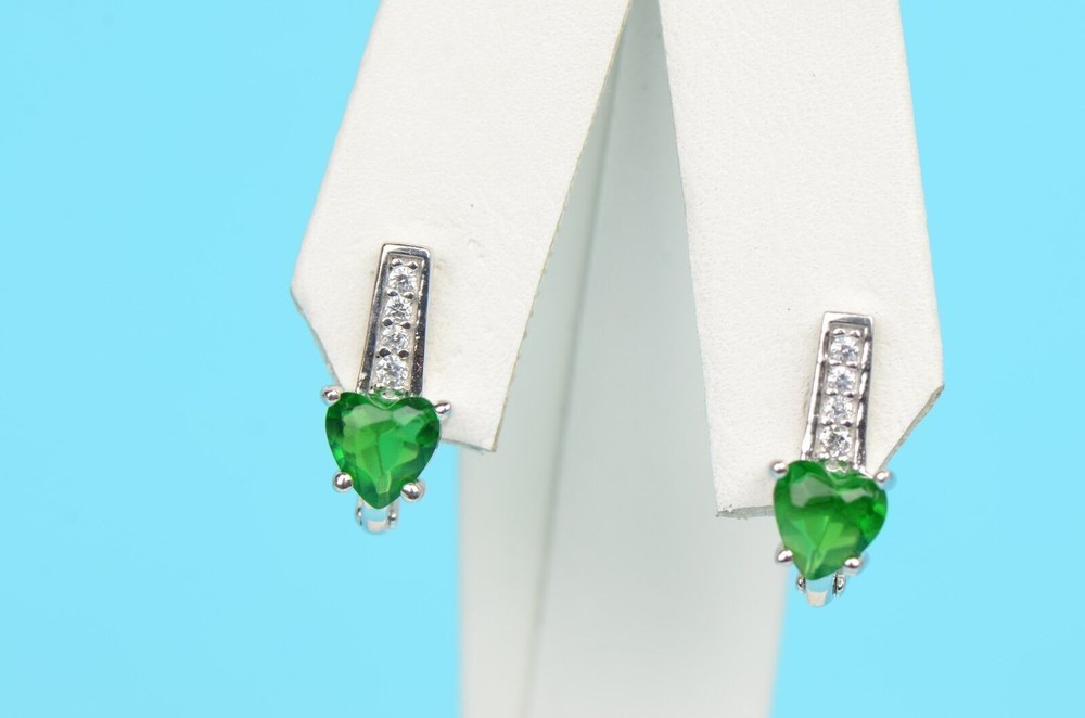 Heart Birthstone Sterling Silver Earrings