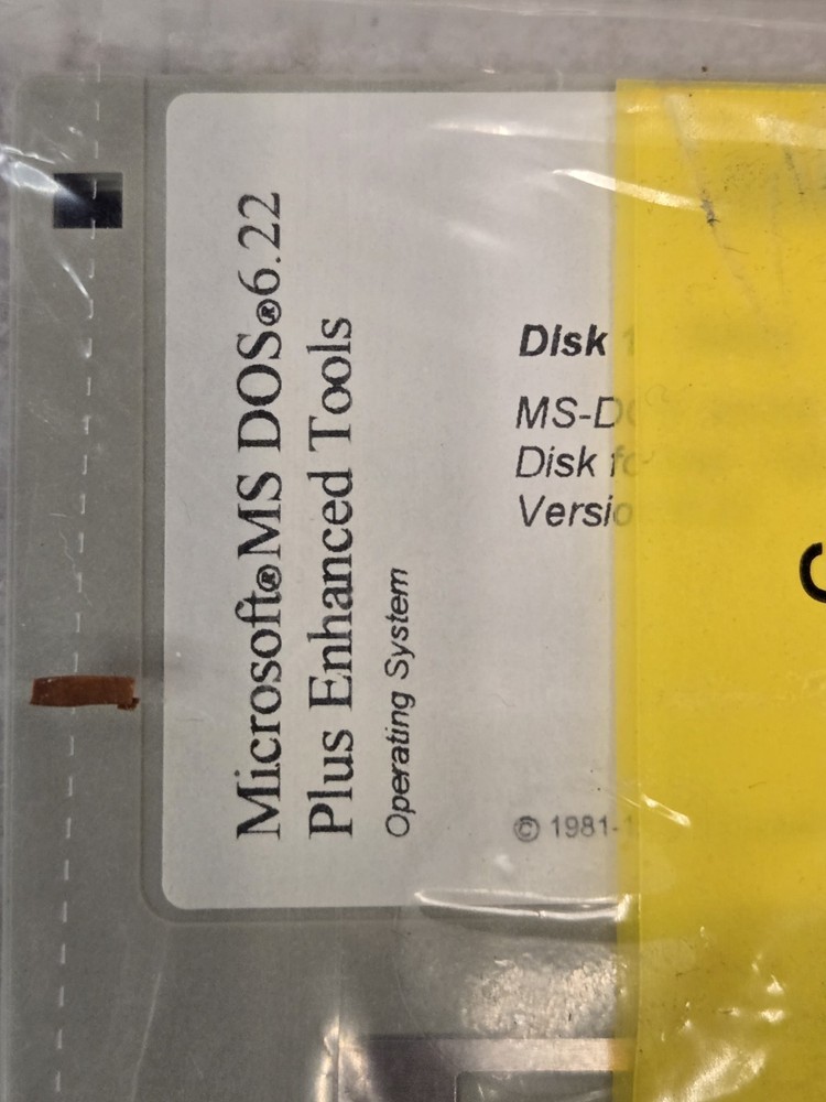 1994 Microsoft MS-DOS 6.22 Plus Enhanced Tools Genuine 3.5" Disks