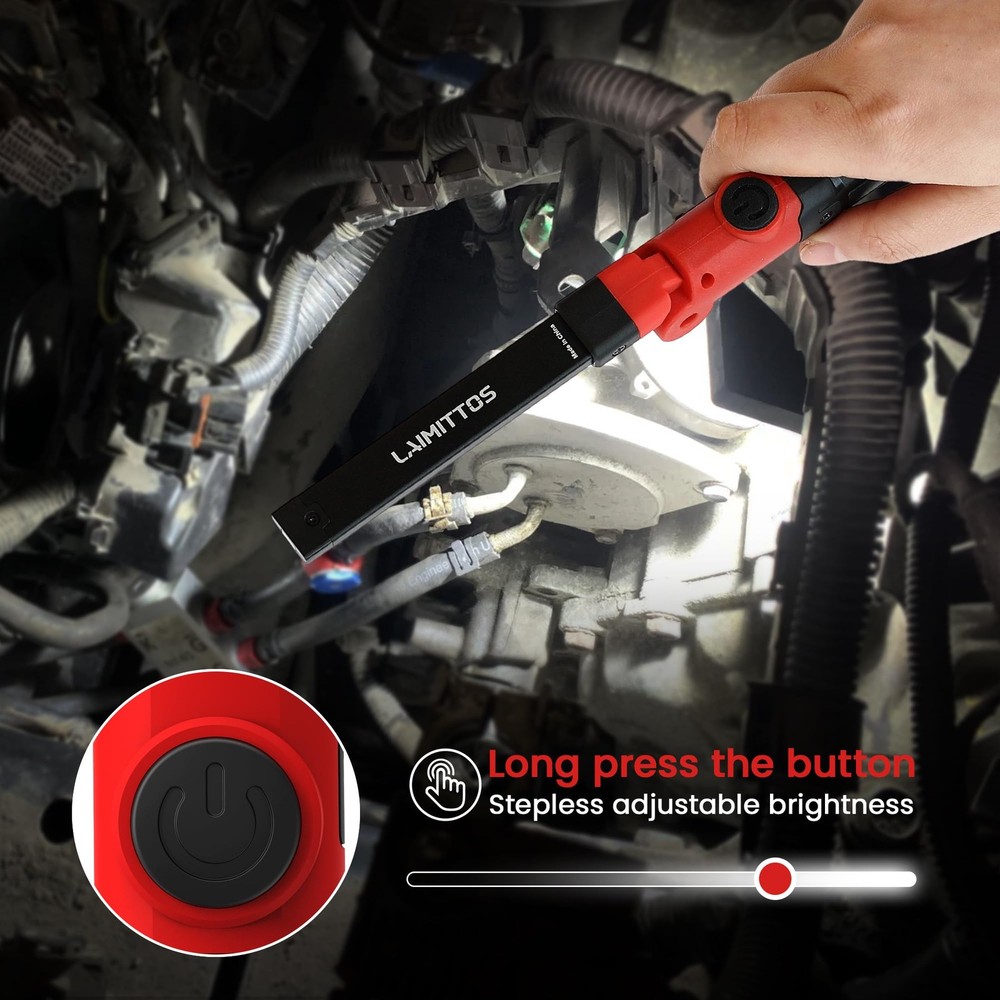 Rechargeable LED Work Light Magnetic Foldable Flashlight with Hook 3 Modes