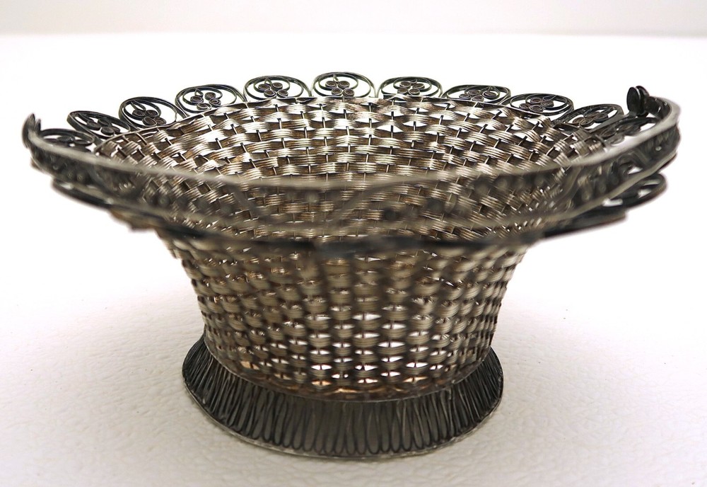 Nuremburg German Solid Silver Woven Filigree Basket marked Winter ca 1820