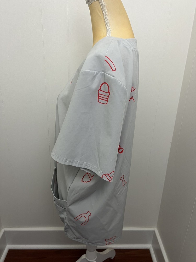 Hasbro Operation Scrub Top Size Small / Medium Gray Polyester Spandex Stretch