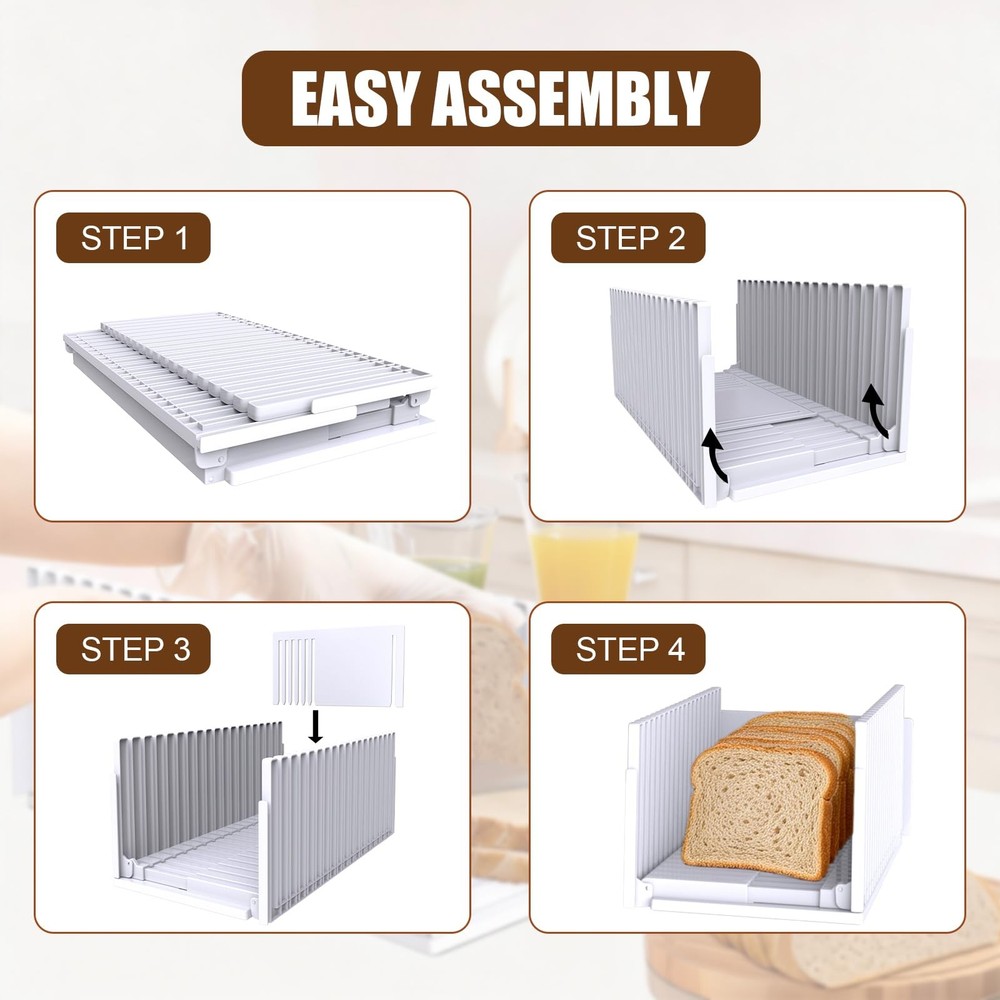 Bread Slicer,Adjustable Thickness And Width Guide Bread Slicer, Foldable and ...