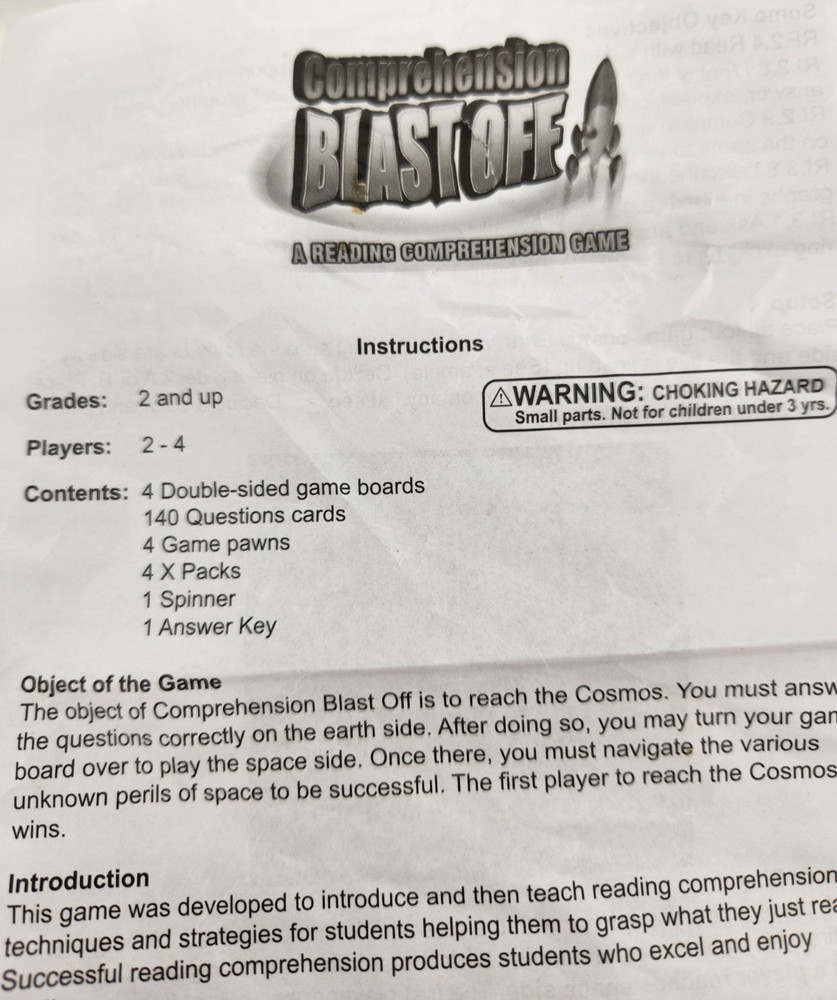 Comprehension Blast Off - A Reading Comprehension Game Complete