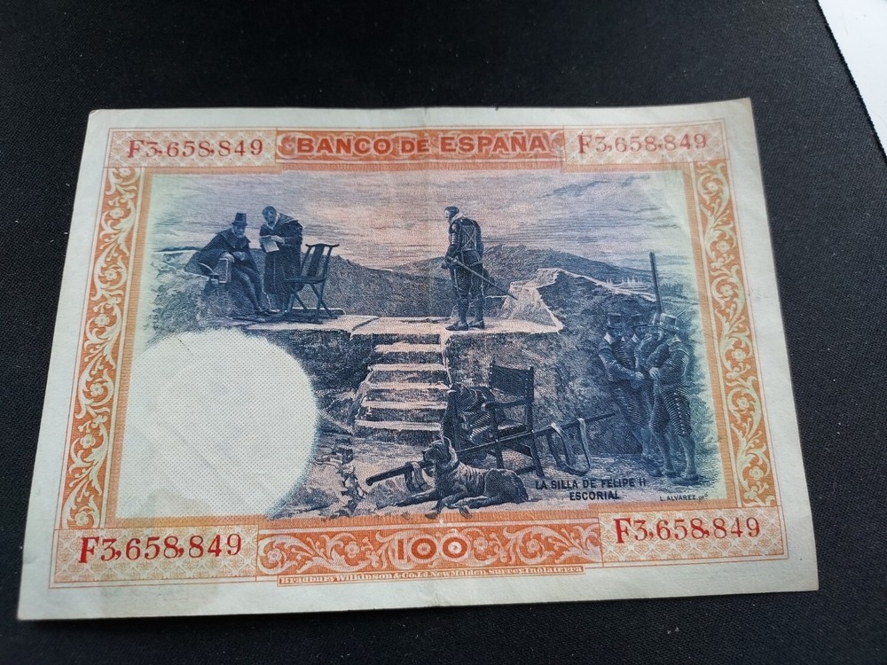 1925 Spain 100 Pesetas P-69 note VF condition