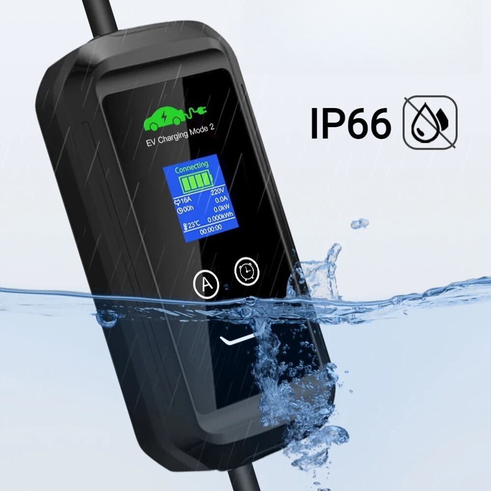 AU 8A-15A (adjustable) Type 2 Portable Charger, With Screen, Delayed Charging,5m