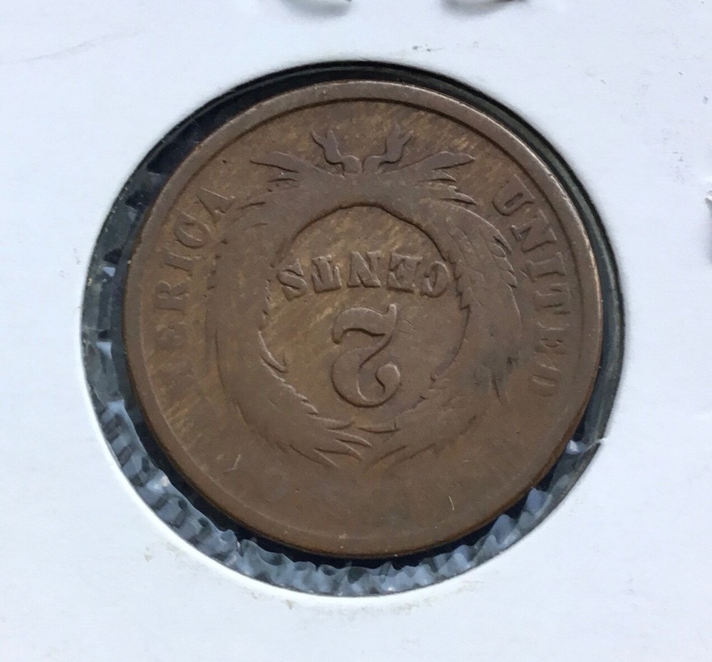 1864 Two-cent piece Bronze 2c coin RD