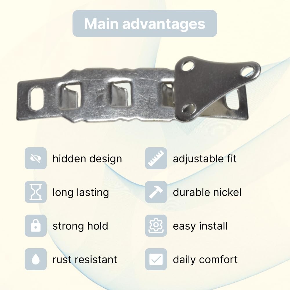 Adjustable Nickel Hook & Eyes Sewing Hooks and Closure - 3 Small, Silver