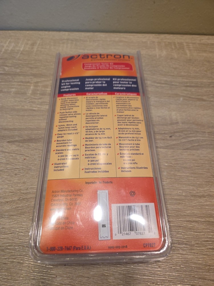 Actron Compression Tester Kit CP7827 0–300 PSI New Open Box
