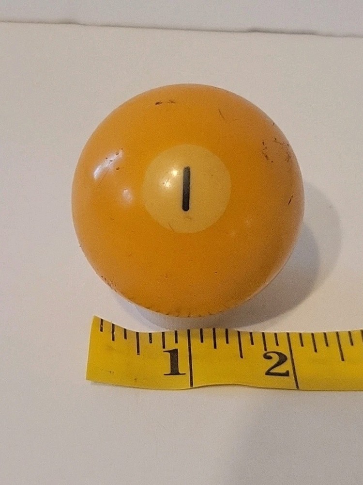 Vintage No. 1 Solid Yellow Pool Ball Billiard 2" Replacement (B)