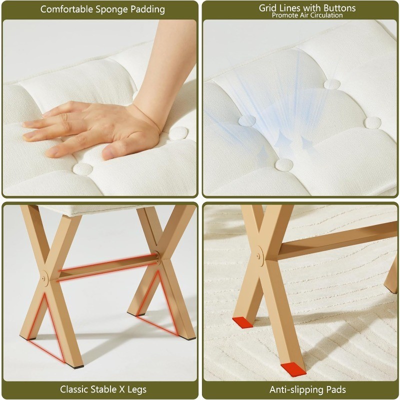 Royal Windsor Vanity Stool,Square Ottoman Stool Foot Rest