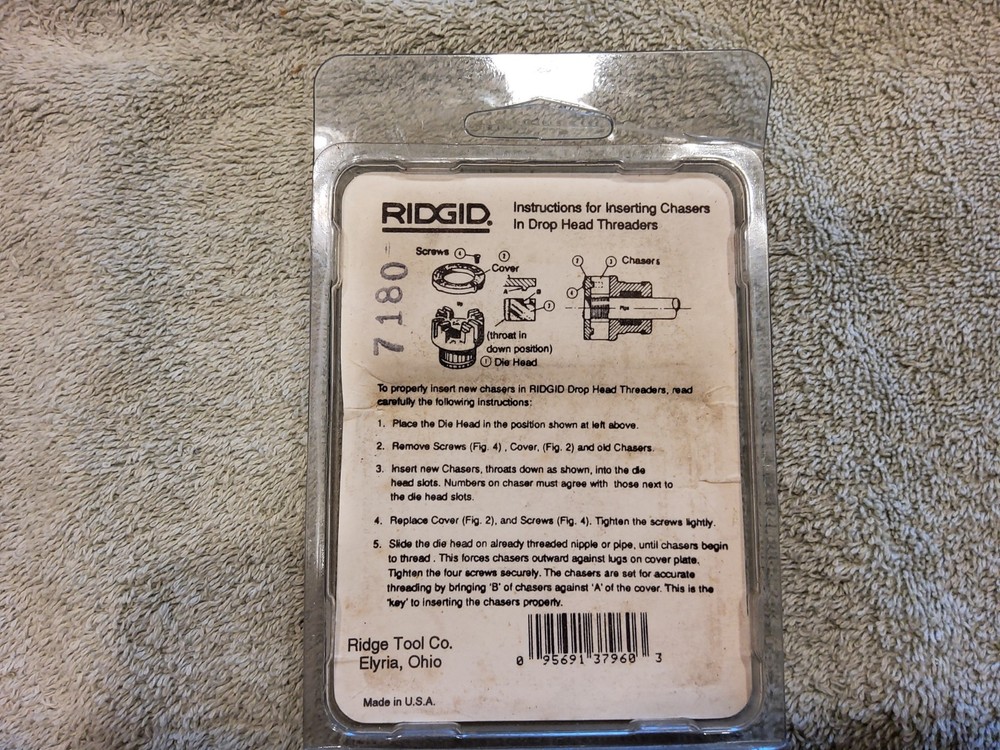 New Ridgid 37960 1" to 2" NPSM Pipe Threading Replacement Die