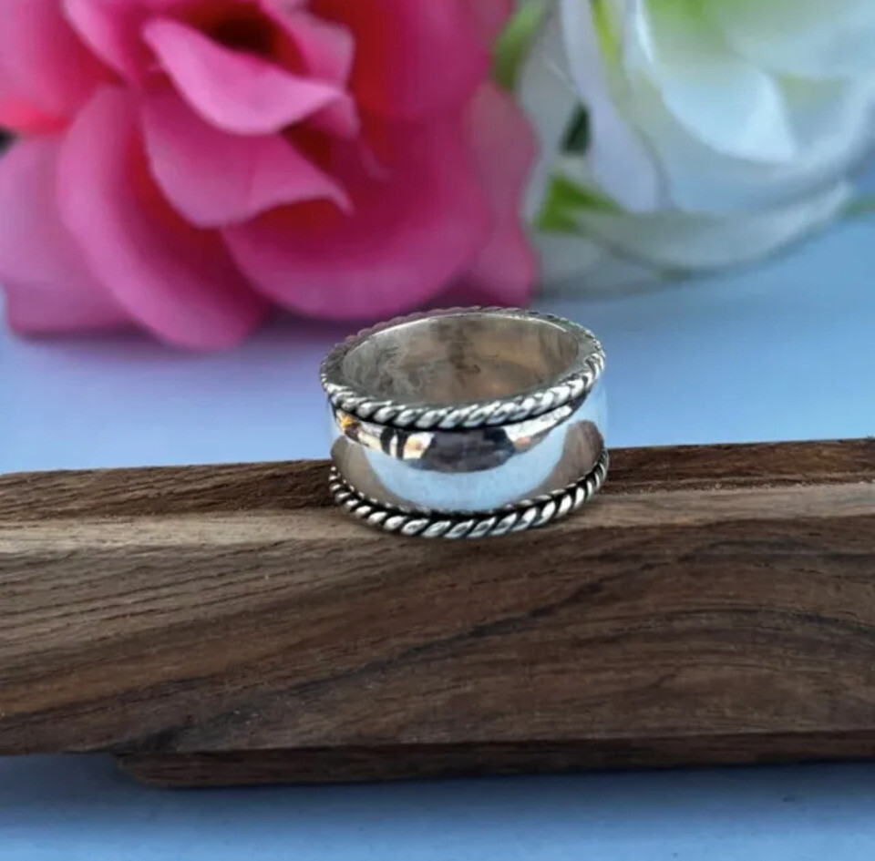 Solid 925 Sterling Silver Spinner Band Ring StatementRing Handmade Ring All Size