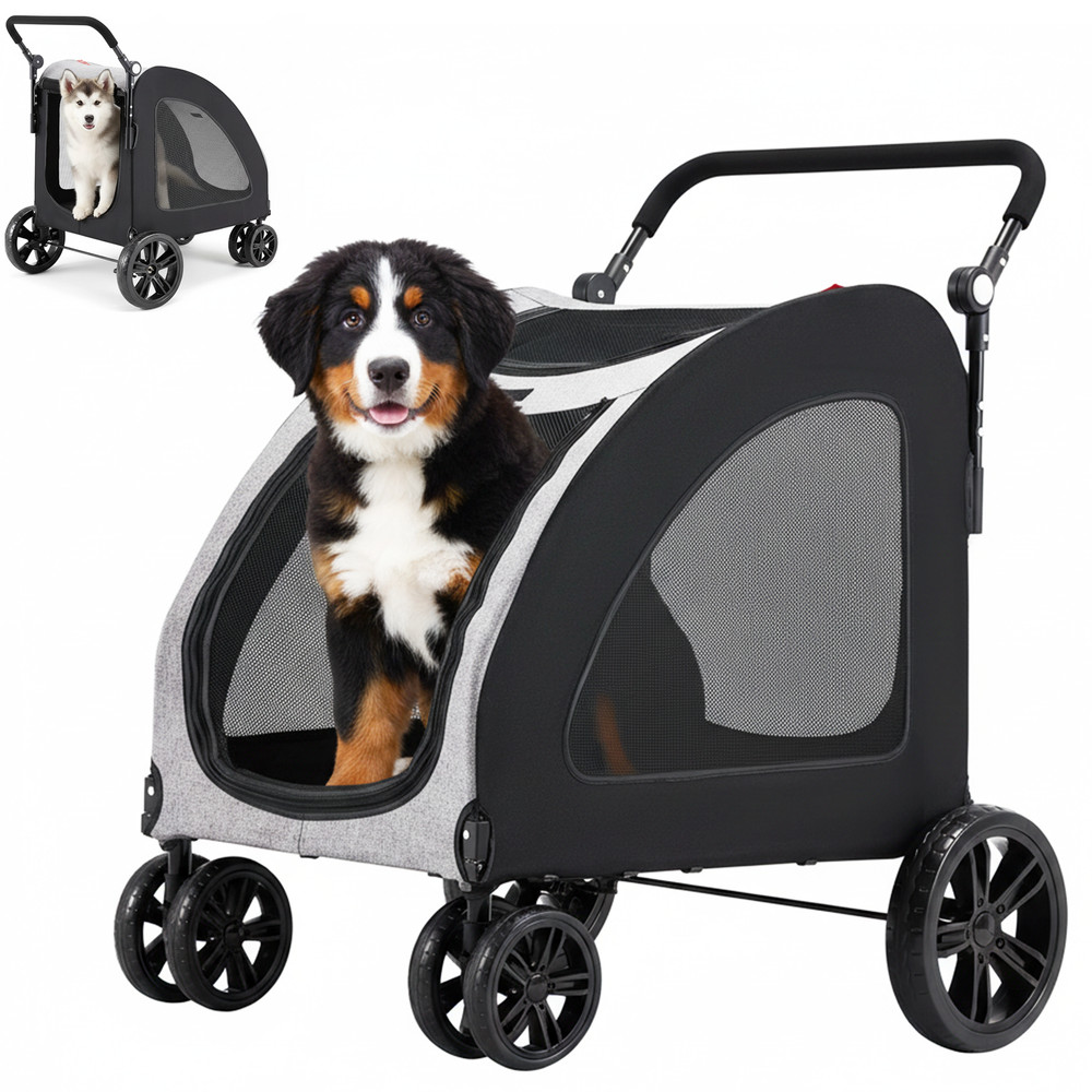 Danrelax Large Pet Stroller for Large/Medium Dogs, 77 lb Capacity