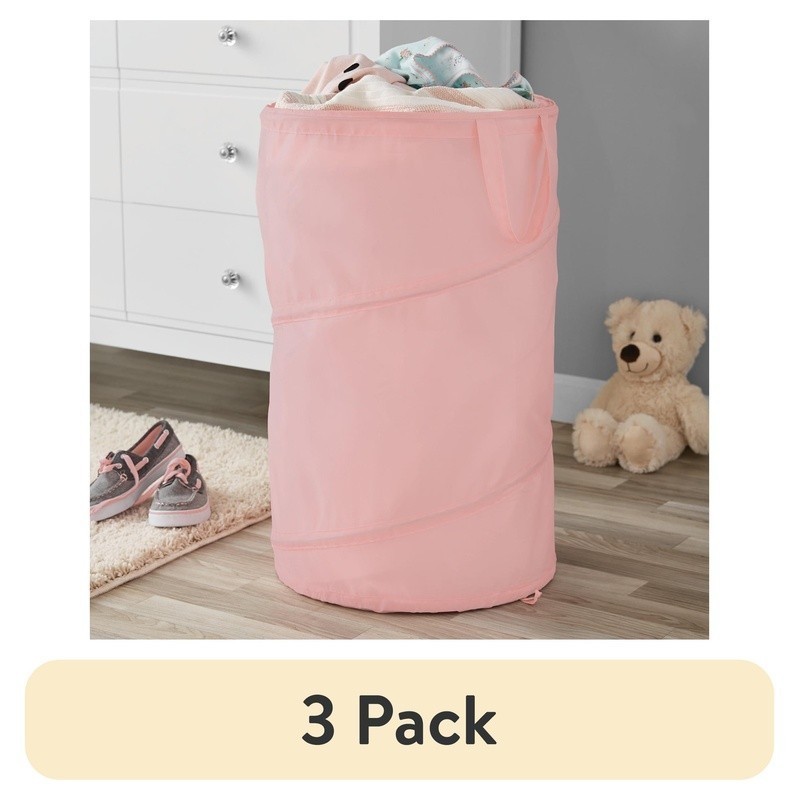 Pop Up Spiral Laundry Hamper Storage Basket Handles Durable Laundry Day Solution
