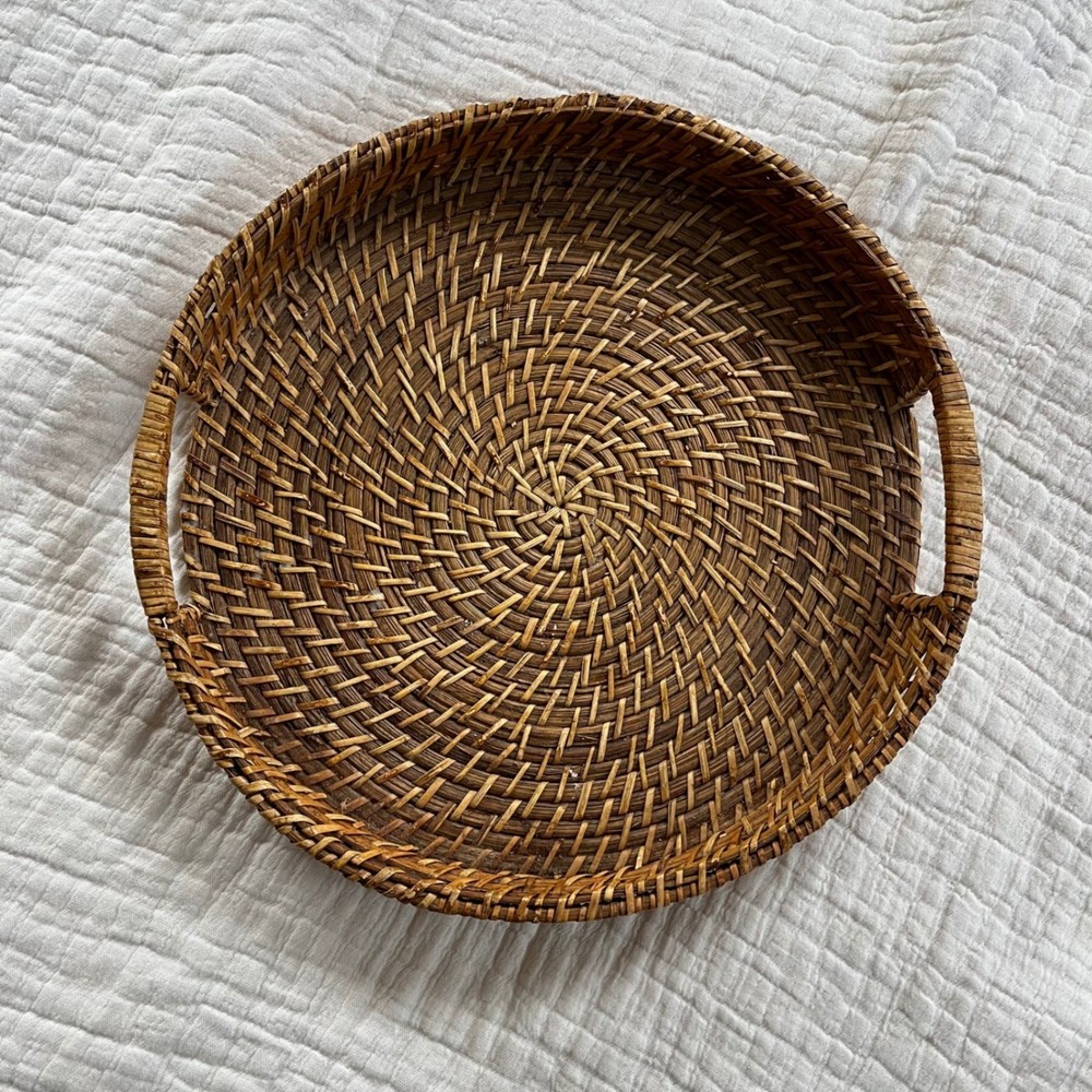 Natural Rattan Round Tray