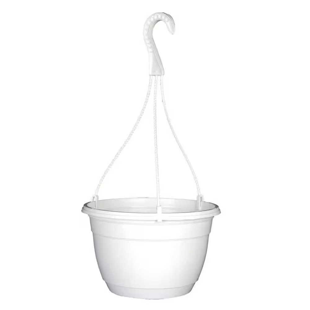 10 In. Dia White Plastic Hanging Basket (3-Pack)
