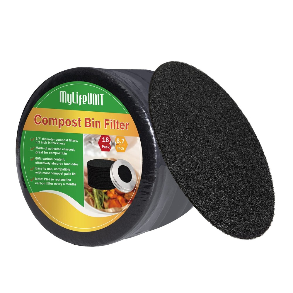 16 Pack Charcoal Filter for Compost Bin Kitchen, Compost Pail Replacements Fi...