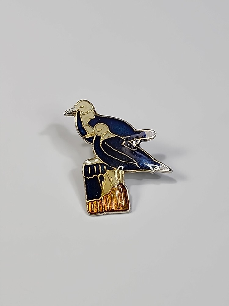 Ocean Birds On A Piling Lapel Pin