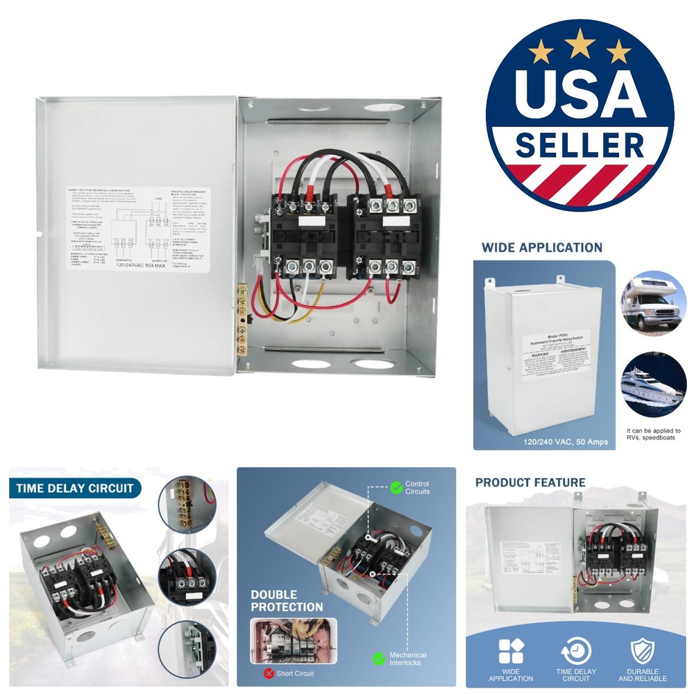 Seamless RV Automatic Transfer Switch 240VAC 50A - Double Protection Included