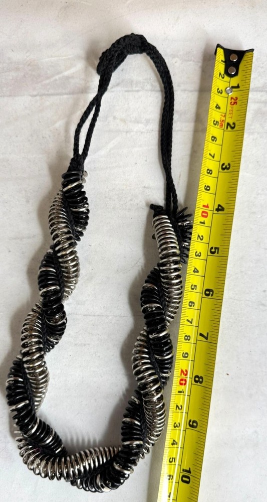 Vintage Silver & Black Metal Snap Twisted Statement Necklace