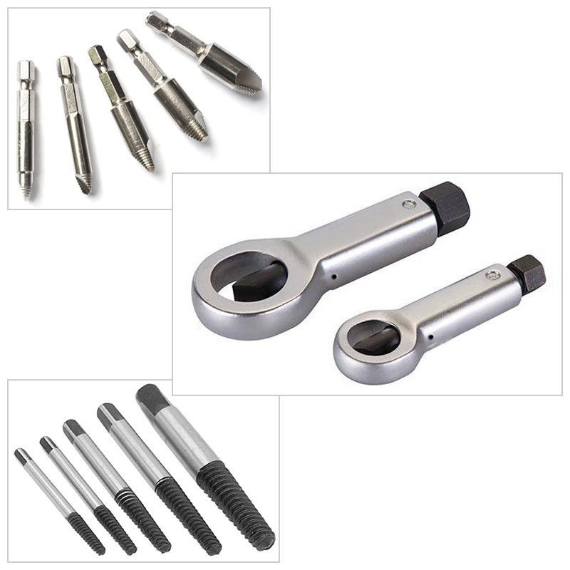 12PC EASY OUT DAMAGED SCREW STUD BOLT REMOVER PULLER EXTRACTOR NUT SPLITTER SET
