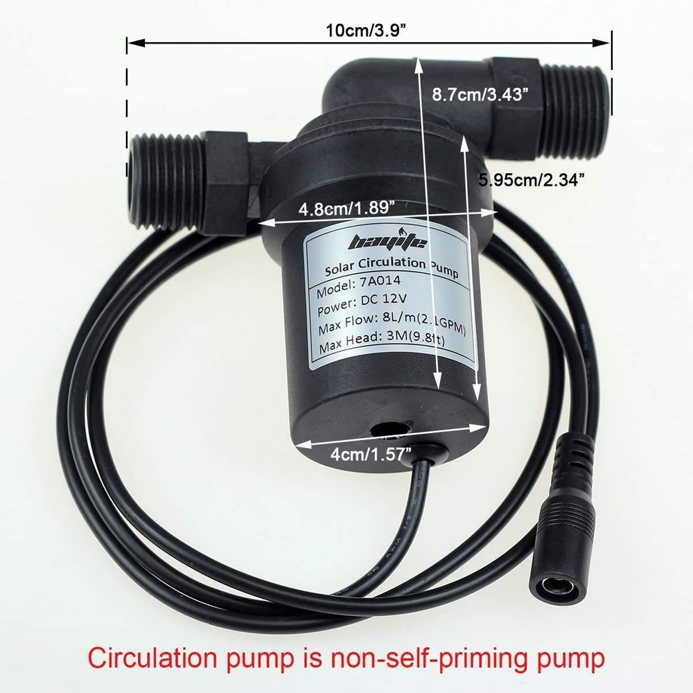 bayite BYT-7A014 DC 12V Solar Hot Water Heater Circulation Pump Low Brass