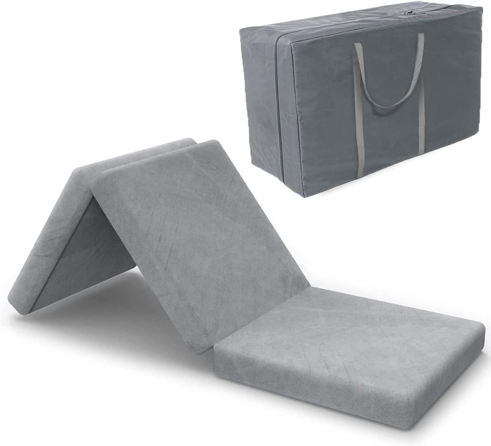 Tri-Folding Foam Topper Mattress, 4-Inch Thickness – Portable Guest Solution