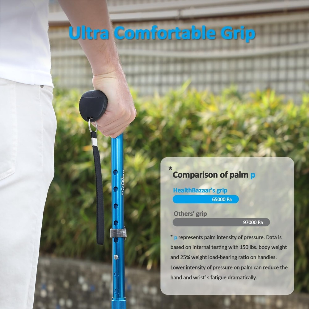 Walking Cane-Foldable,Adjustable,Collapsible,Heavy Duty All Terrain Tip