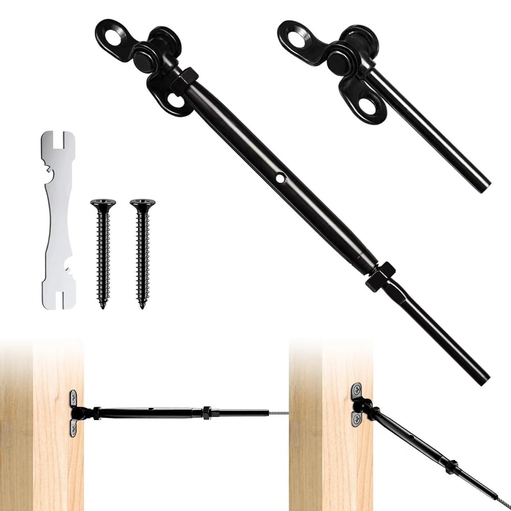 20 Pairs 1/8" Black Cable Railing Hardware Kit, 180° Adjustable Angle