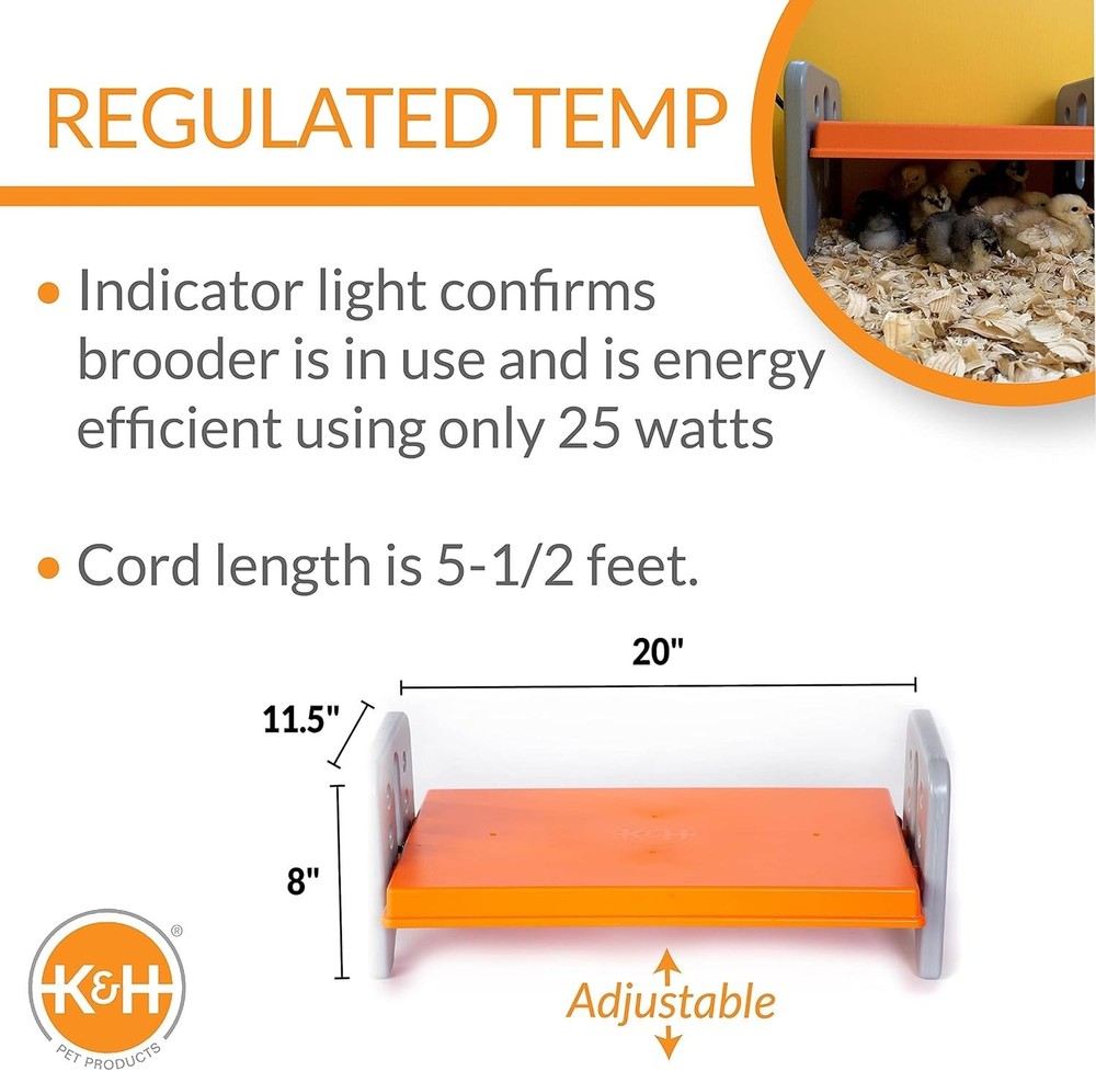 Large Chicken Brooder Heater - Adjustable Height, Safety Approved for 30 Chicks