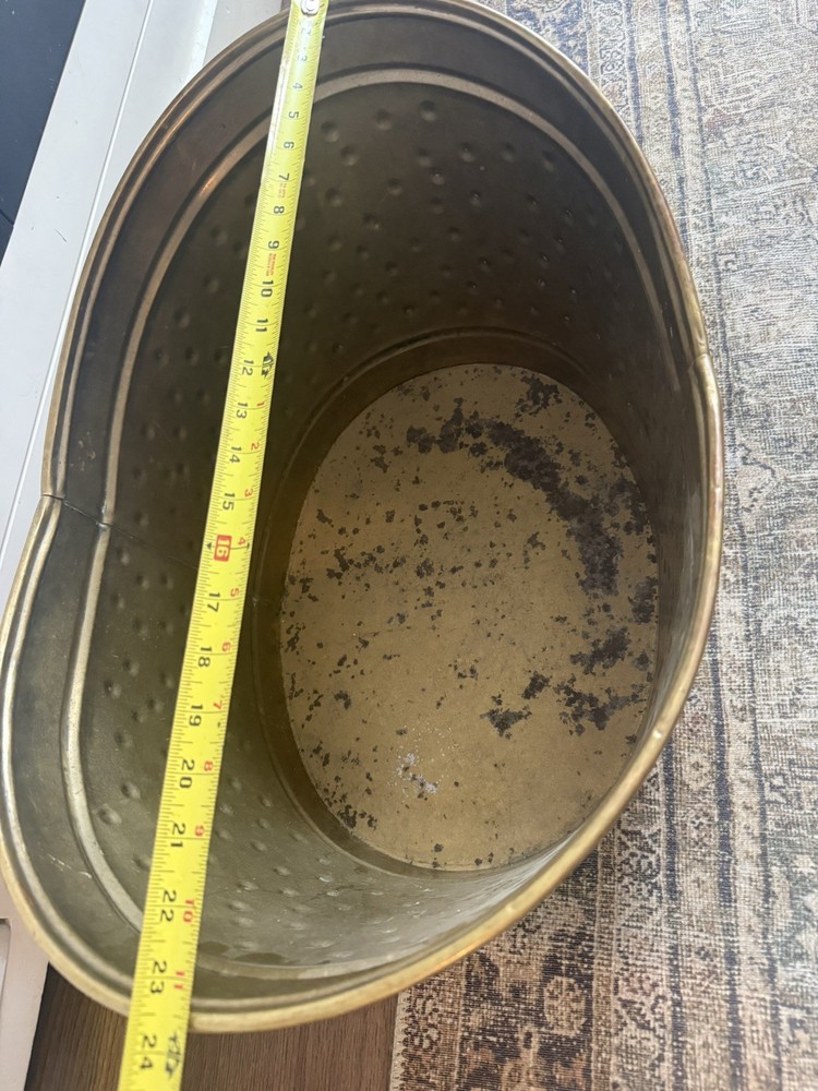 Hammered Brass Coal Hod Vintage Decorative Fireplace Container