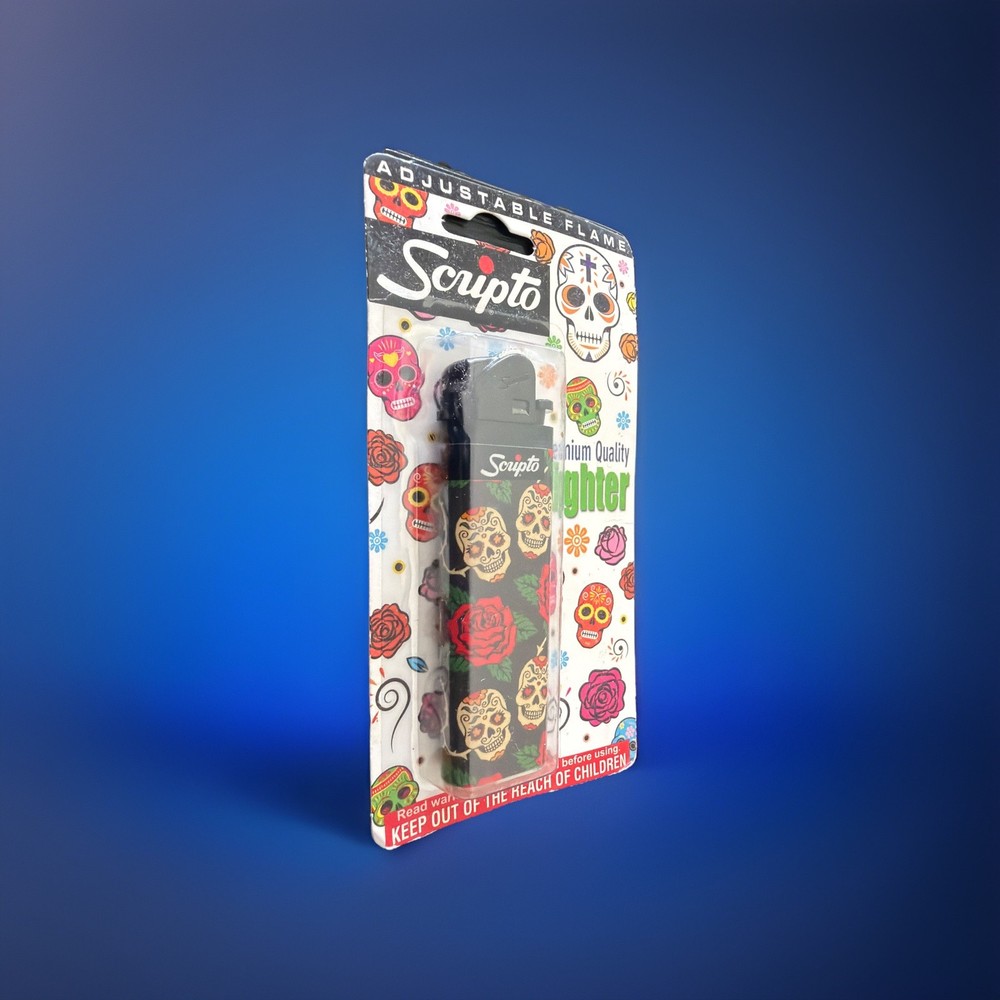 Scripto Premium Quality Lighter *Colorful Skull Design* (Adjustable Flame)
