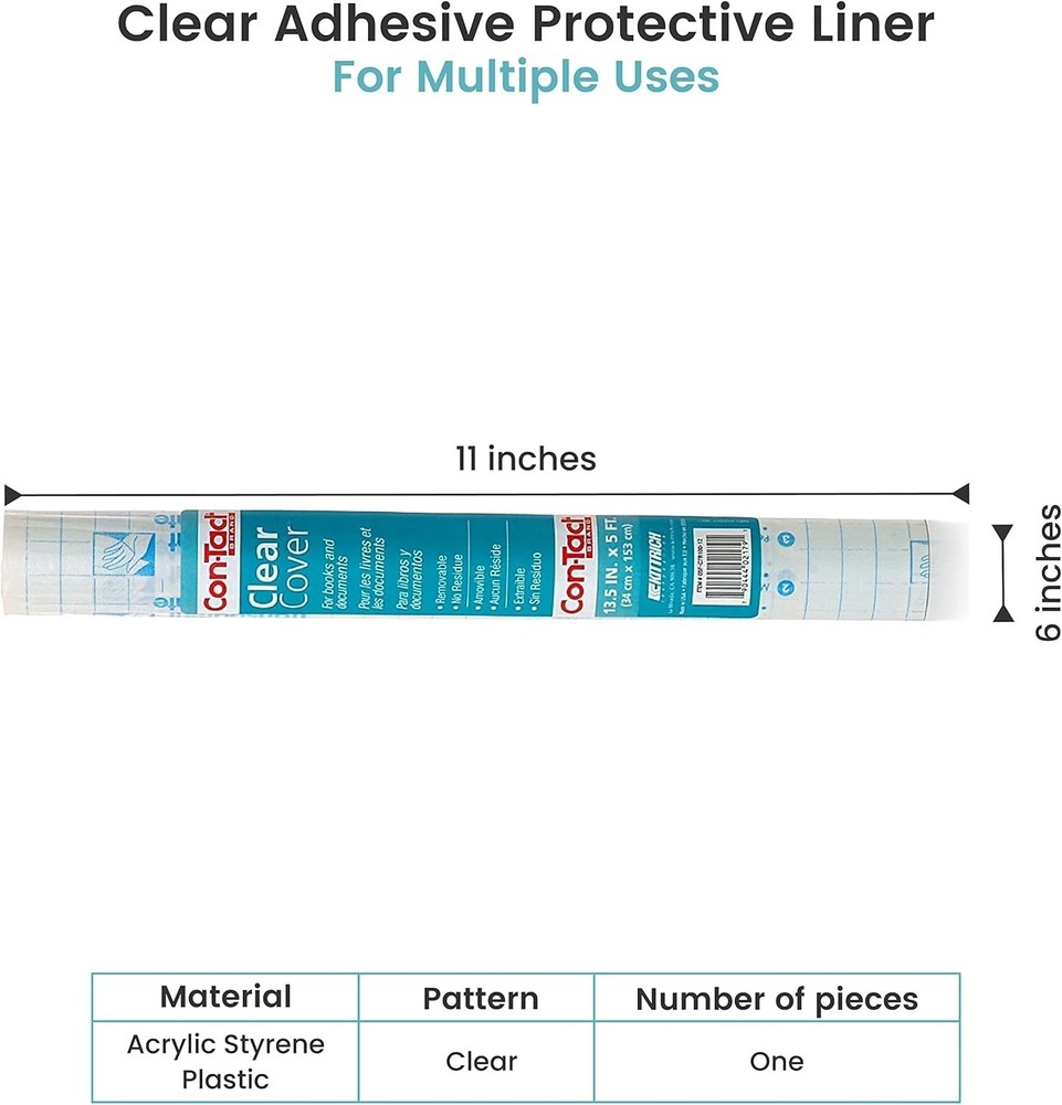 Versatile Self-Adhesive Book Cover Protective Liner – 60'' Long Roll