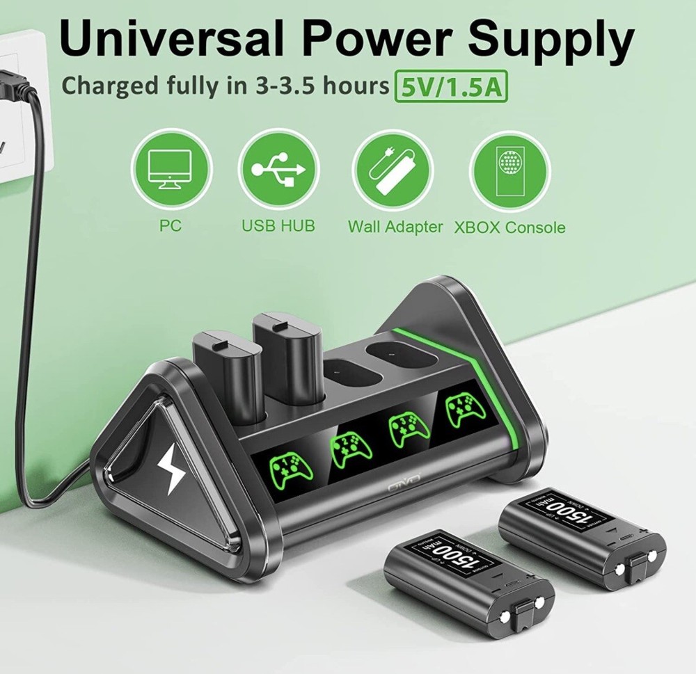 Rechargeable Battery Pack for Xbox Controller, 4 Packs 1500mAh