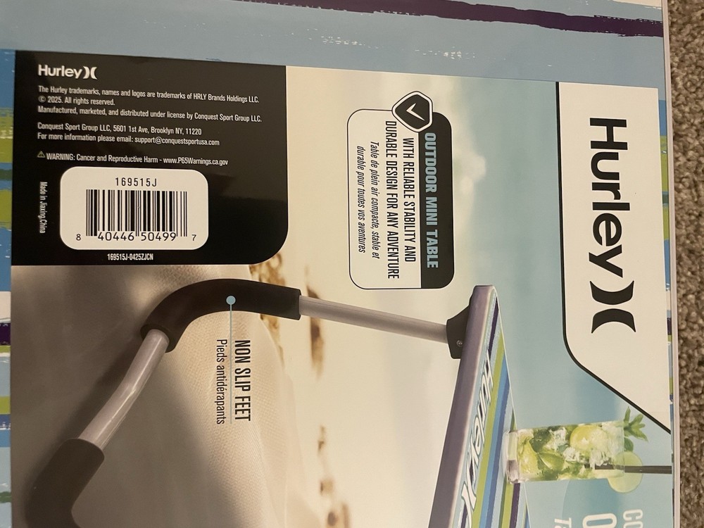 Hurley Compact Multipurpose Outdoor Table W/Built In Handle - New!