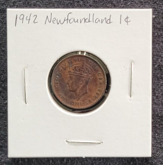 1942 Newfoundland 1 Cent Coin - Nice Red/Brown