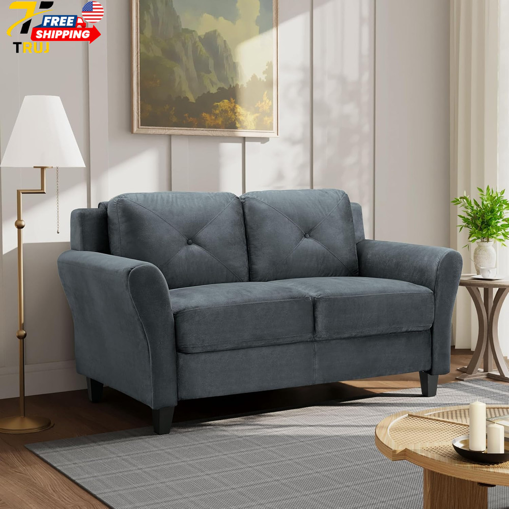 57.9" Loveseat Transitional Modern Pocket Coil Comfort Easy Assembly Microfiber