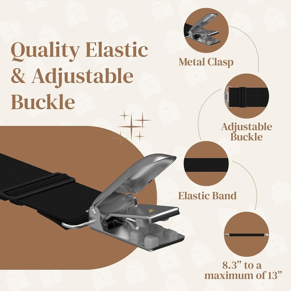 Secure Fitted Sheets with 4 PCS Heavy-Duty Bed Sheet Clips - Machine Washable