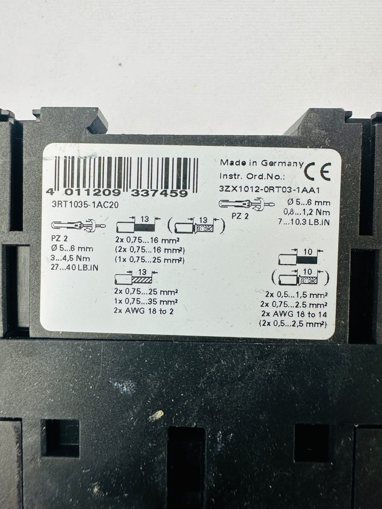 Siemens 3RT1035-1AC20 SIRIUS Power Contactor
