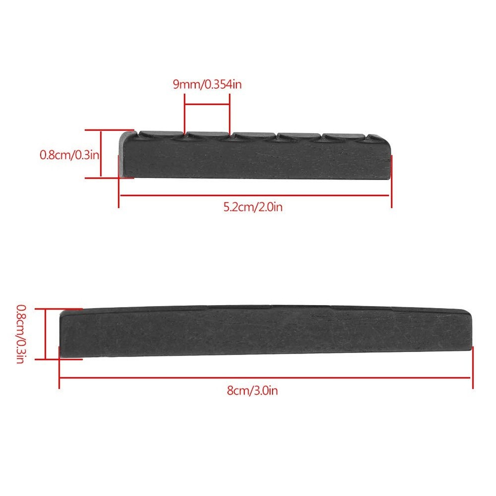 Guitar Nut and Saddle, 6 String Acoustic Guitar Ebony Bone Bridge Saddle and ...