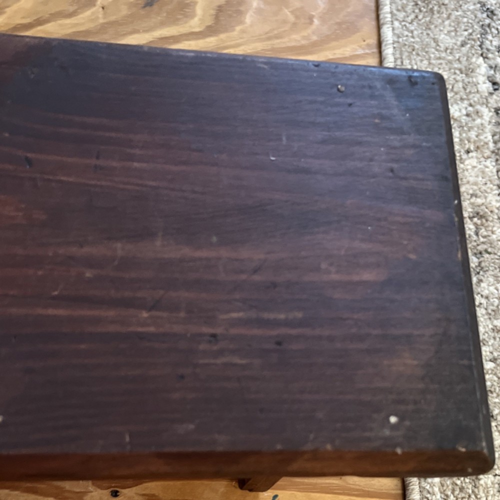 Antique Wooden Brown Rectangle Stool Solid Primitive Furniture